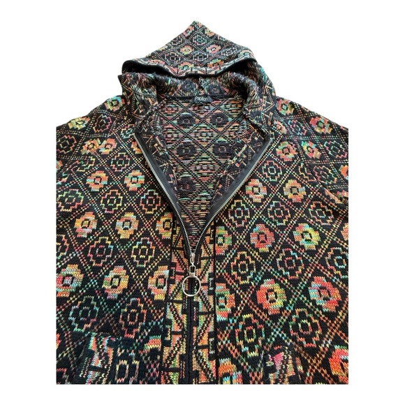 🌷3/$15🌷 Papillion Rainbow Aztec Zip Front Hooded Cardigan - Size XL - Picture 9 of 13